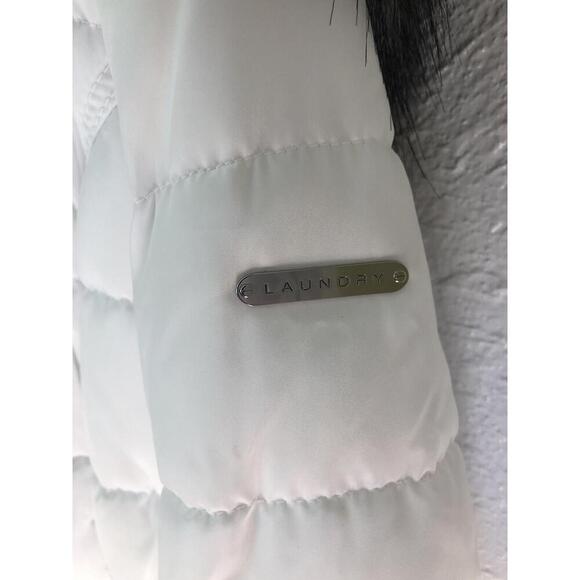 LAUNDRY BY SHELLI SEGAL NWOT Size L White Puffer Coat Detachable Gray Faux Fur - Picture 14 of 14